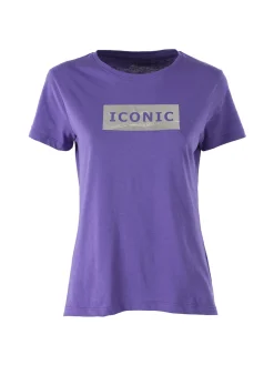 Athl Dpt T-shirt donna in cotone con stampa argento - viola