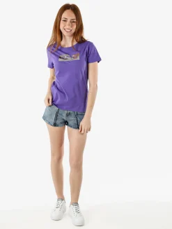 Athl Dpt T-shirt donna in cotone con stampa argento - viola