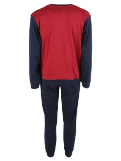 Australian Pigiama lungo da uomo in misto cotone interlock - bordeaux