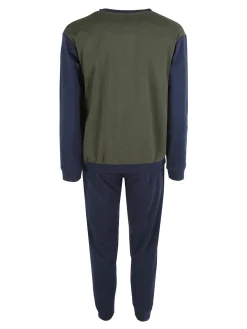 Australian Pigiama lungo da uomo in misto cotone interlock - militare