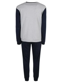 Australian Pigiama lungo da uomo in misto cotone interlock - grigio