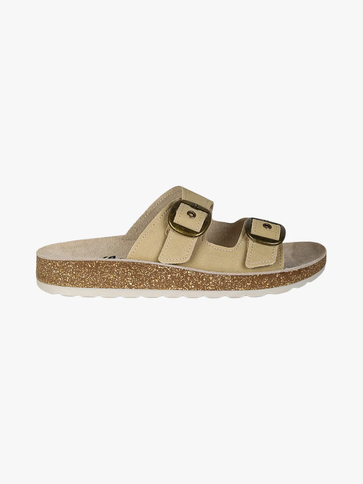 Axa Shoes Ciabatte donna con doppia fibbia e plantare in pelle - beige