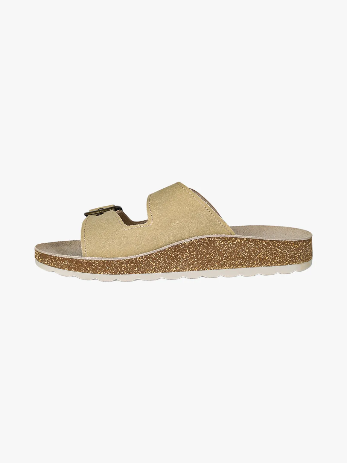 Axa Shoes Ciabatte donna con doppia fibbia e plantare in pelle - beige