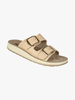 Axa Shoes Ciabatte donna con doppia fibbia e plantare in pelle - naturale