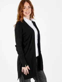Baci & Abbracci Cardigan donna aperto in maglia - nero