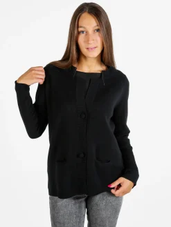 Baci & Abbracci Cardigan donna in maglia con bottoni - nero