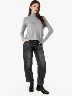 Baci & Abbracci Maglia dolcevita da donna tinta unita - grigio
