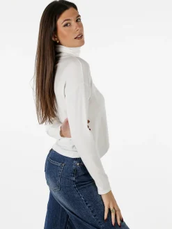 Baci & Abbracci Maglia dolcevita da donna tinta unita - bianco