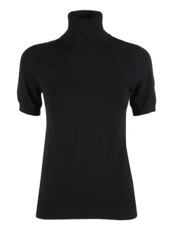 Baci & Abbracci Maglia dolcevita donna a maniche corte - nero