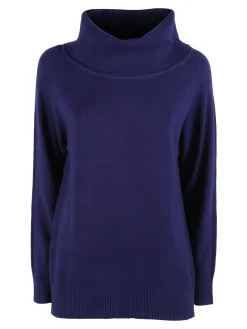 Baci & Abbracci Maglia dolcevita donna in tinta unita - bluette