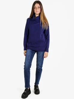 Baci & Abbracci Maglia dolcevita donna in tinta unita - bluette