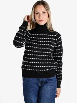 Baci & Abbracci Maglione dolcevita da donna con dettagli pelosi - nero