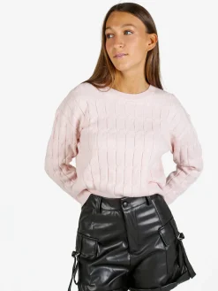 Baci & Abbracci Maglione donna a trecce - rosa