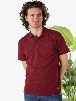 Baci & Abbracci Polo da uomo a maniche corte in cotone - bordeaux
