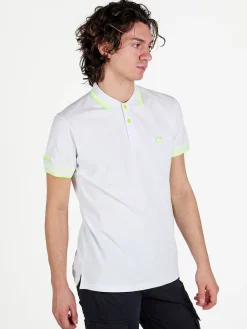 Baci & Abbracci Polo da uomo fluo a maniche corte in cotone