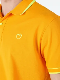 Baci & Abbracci Polo da uomo fluo a maniche corte in cotone - arancione