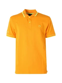 Baci & Abbracci Polo da uomo fluo a maniche corte in cotone - arancione