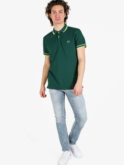 Baci & Abbracci Polo da uomo fluo a maniche corte in cotone