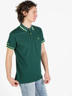 Baci & Abbracci Polo da uomo fluo a maniche corte in cotone