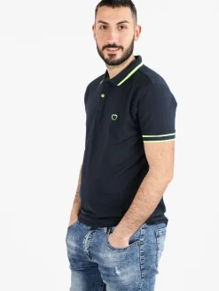 Baci & Abbracci Polo da uomo fluo a maniche corte in cotone