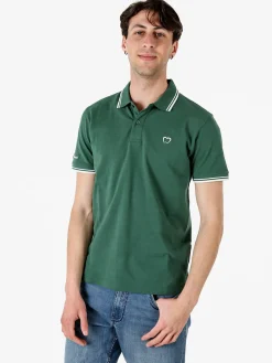 Baci & Abbracci Polo da uomo in cotone a maniche corte - verde