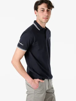 Baci & Abbracci Polo da uomo in cotone a maniche corte - blu scuro