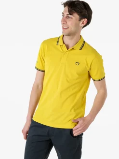 Baci & Abbracci Polo da uomo in cotone a maniche corte - giallo