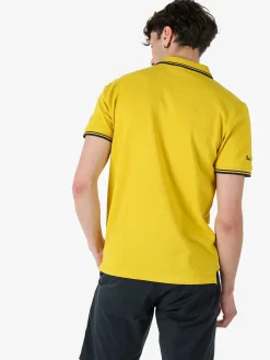 Baci & Abbracci Polo da uomo in cotone a maniche corte - giallo