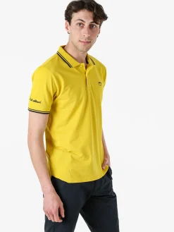 Baci & Abbracci Polo da uomo in cotone a maniche corte - giallo
