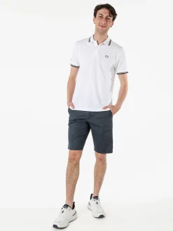 Baci & Abbracci Polo da uomo in cotone a maniche corte - bianco