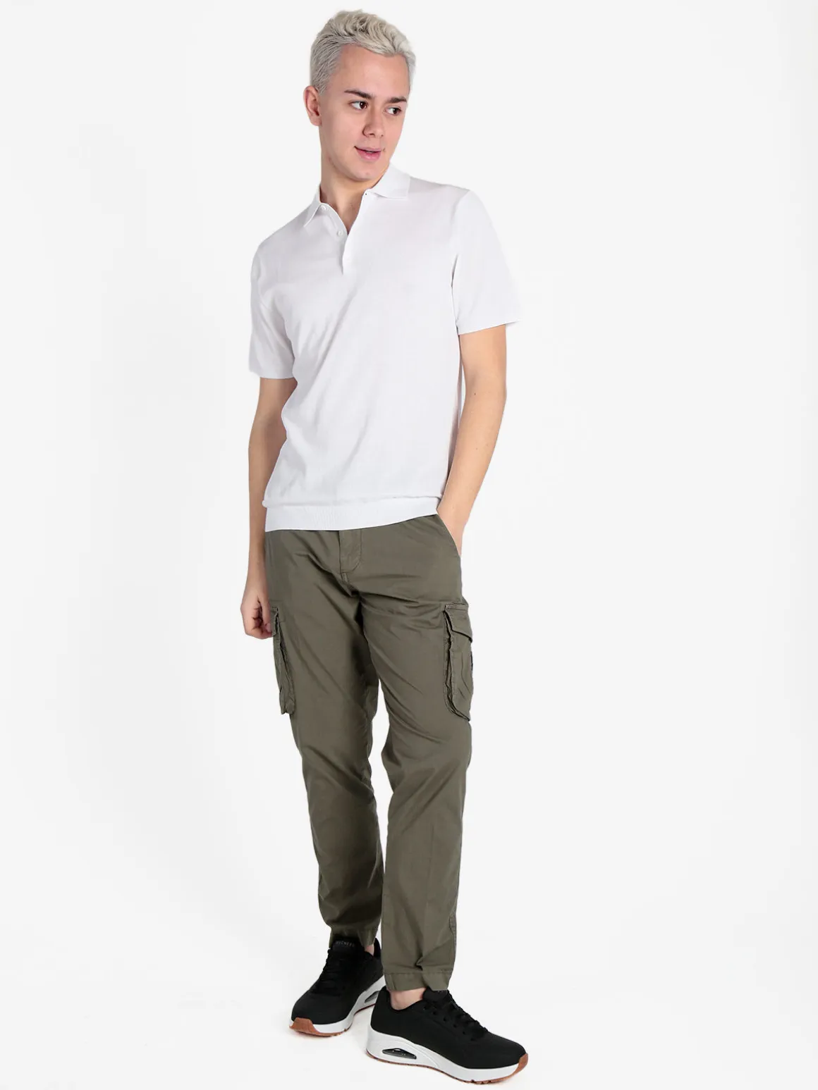 Baci & Abbracci Polo da uomo in maglia extra fine a maniche corte