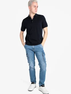 Baci & Abbracci Polo da uomo in maglia extra fine a maniche corte
