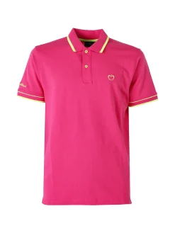 Baci & Abbracci Polo uomo manica corta con scritta - fucsia