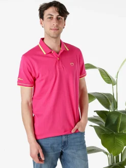 Baci & Abbracci Polo uomo manica corta con scritta - fucsia