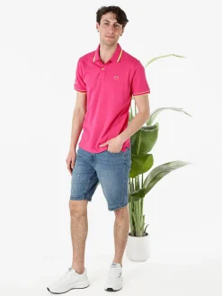 Baci & Abbracci Polo uomo manica corta con scritta - fucsia