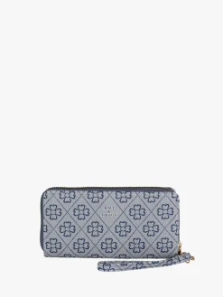 Baci & Abbracci Portafoglio rettangolare da donna con doppia zip - blu