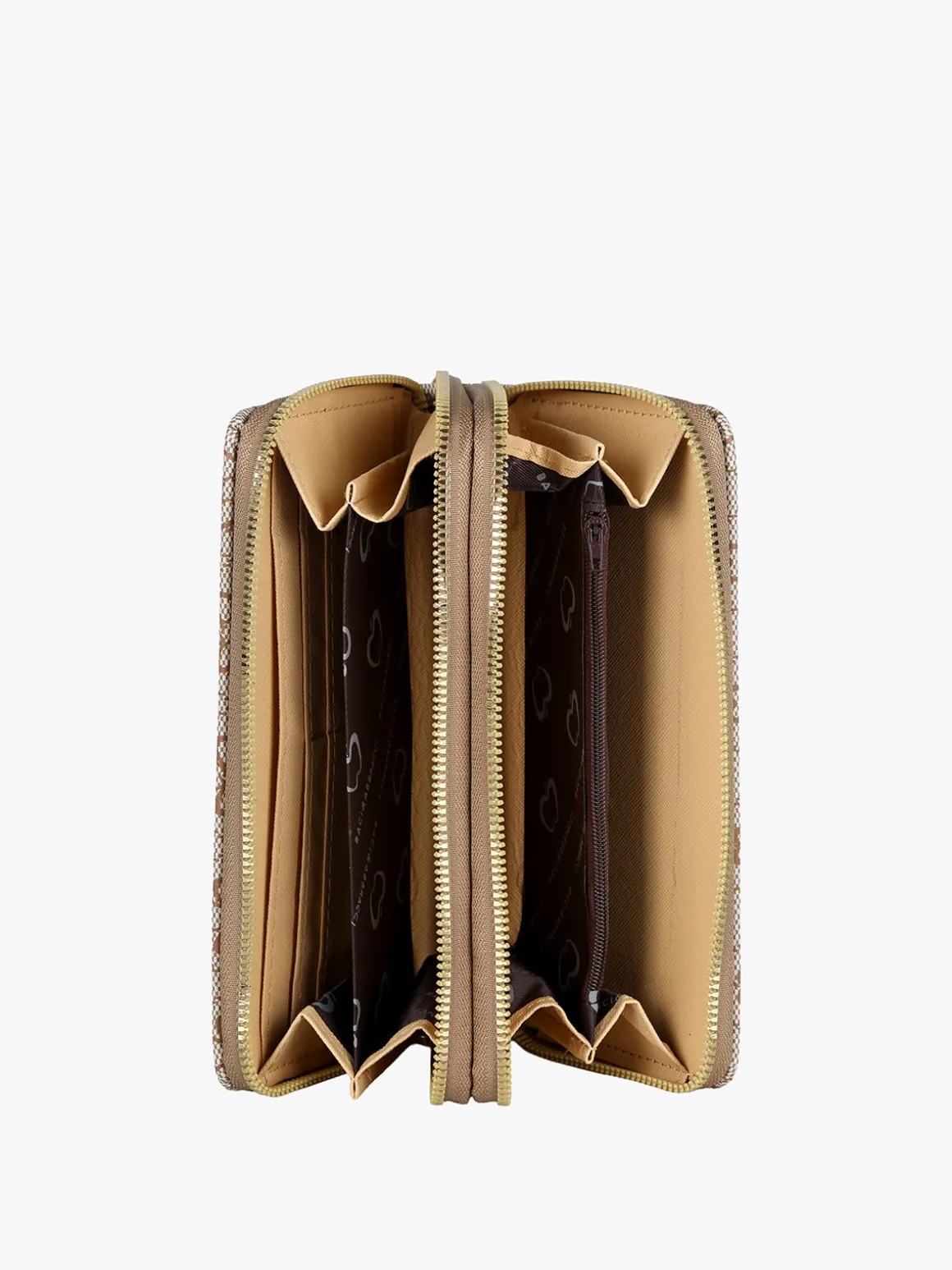 Baci & Abbracci Portafoglio rettangolare da donna con doppia zip - khaki