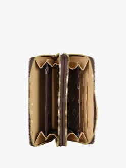 Baci & Abbracci Portafoglio rettangolare da donna con doppia zip - marrone