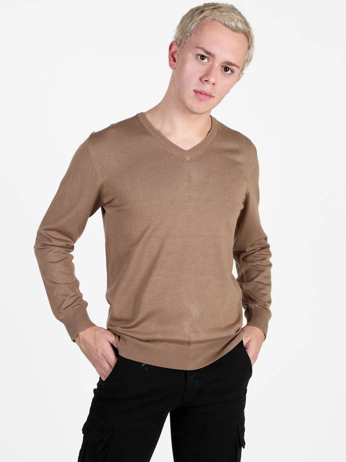 Baci & Abbracci Pullover da uomo in maglia con scollo a V