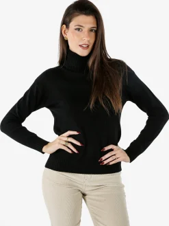 Baci & Abbracci Pullover donna dolcevita in maglia - nero