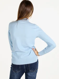 Baci & Abbracci Pullover donna lupetto in maglia - azzurro