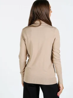Baci & Abbracci Pullover donna lupetto in maglia - beige