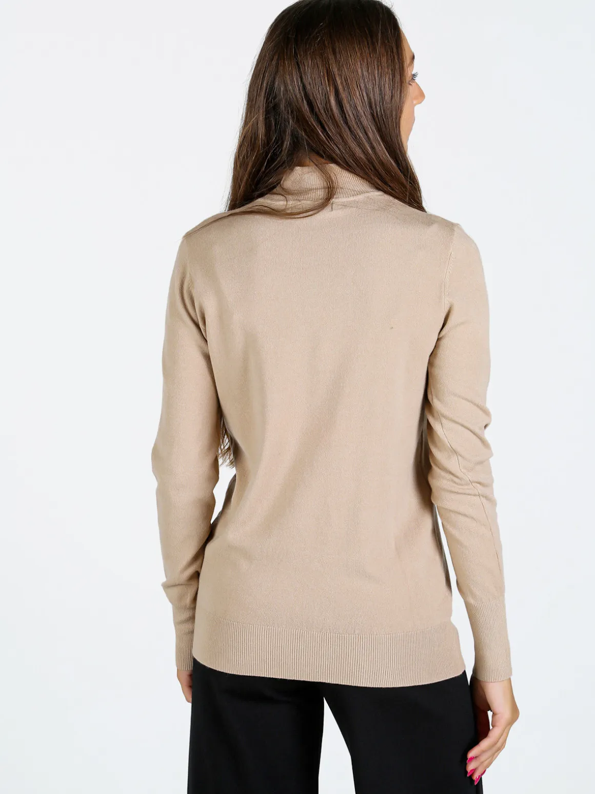 Baci & Abbracci Pullover donna lupetto in maglia - beige