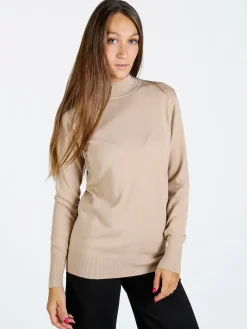 Baci & Abbracci Pullover donna lupetto in maglia - beige