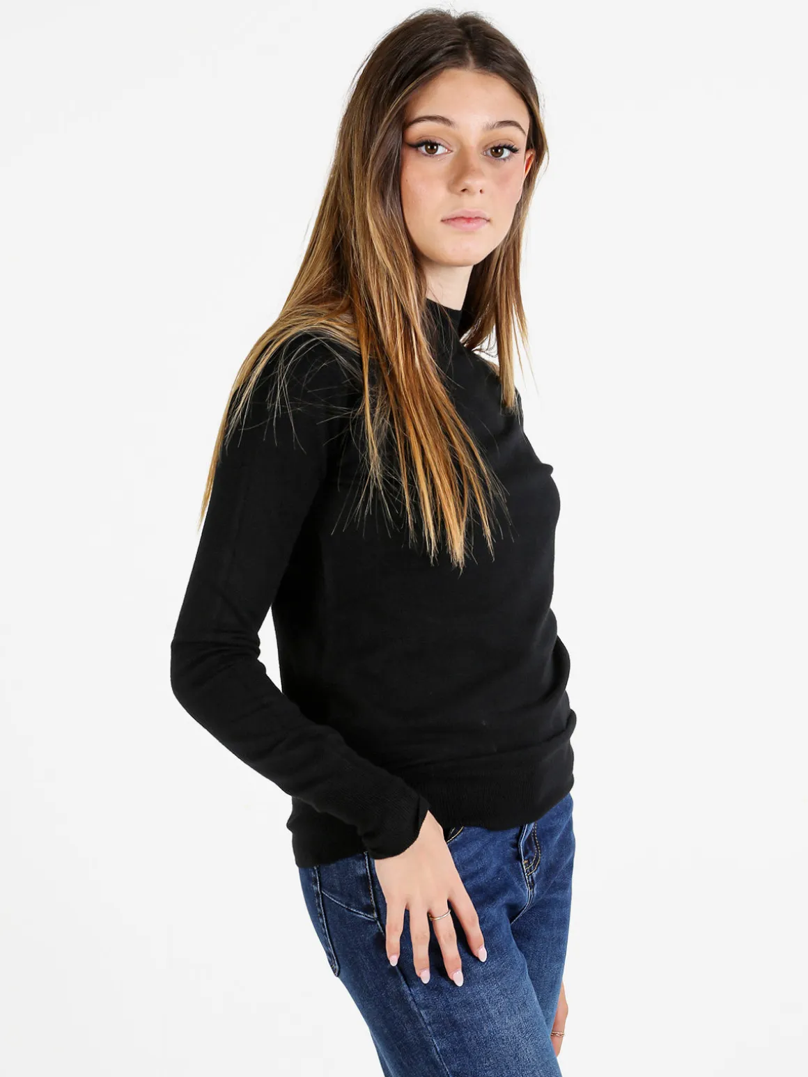 Baci & Abbracci Pullover donna lupetto in maglia - nero