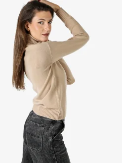 Baci & Abbracci Pullover donna dolcevita in maglia - beige