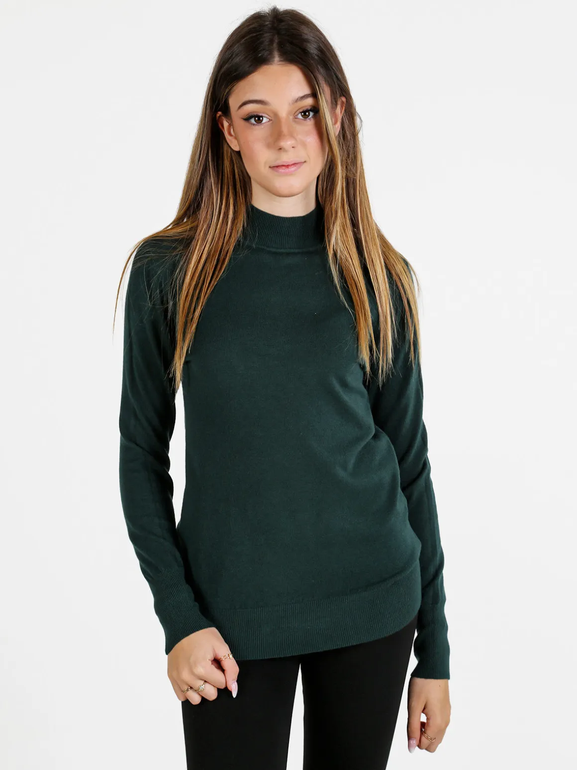 Baci & Abbracci Pullover donna lupetto in maglia - verde