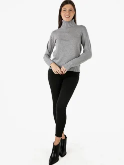 Baci & Abbracci Pullover donna dolcevita in maglia - grigio