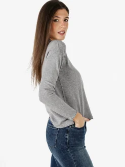 Baci & Abbracci Pullover girocollo da donna in maglia tinta unita - grigio