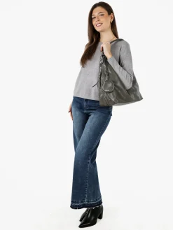 Baci & Abbracci Pullover girocollo da donna in maglia tinta unita - grigio